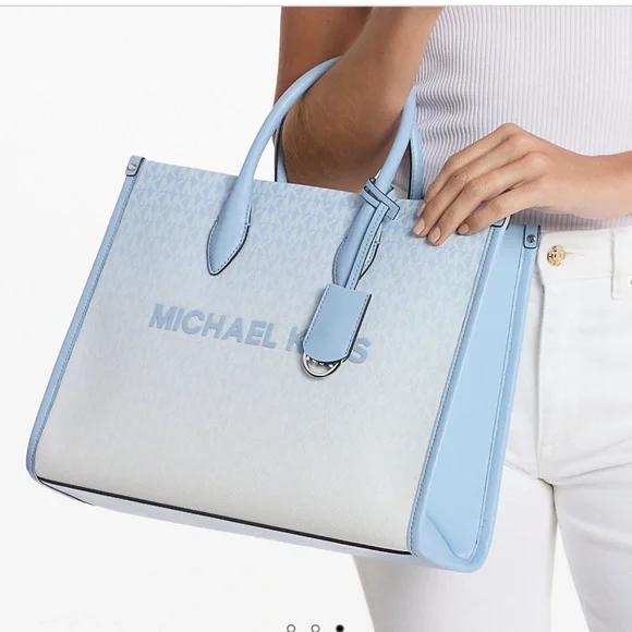 🛍NWT 🛍BEAUTIFUL MICHAEL KORS 🛍 Mirella Medium Ombré Logo Tote Bag - Picture 3 of 5